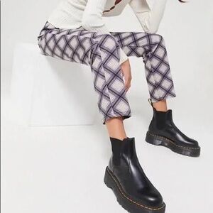 Urban Outfitters BDG Purple Plaid High Rise Slim Straight Crop Jeans Size 28 6 S